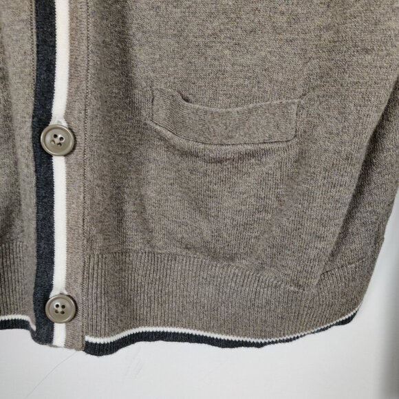 Gap Men's Button Down V-neck Cardigan Sweater Size Large 100% Cotton Academia - Picture 2 of 9